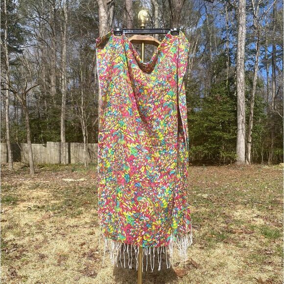 Boutique Pink Colorful Abstract Summer Blanket Scarf - Picture 1 of 5